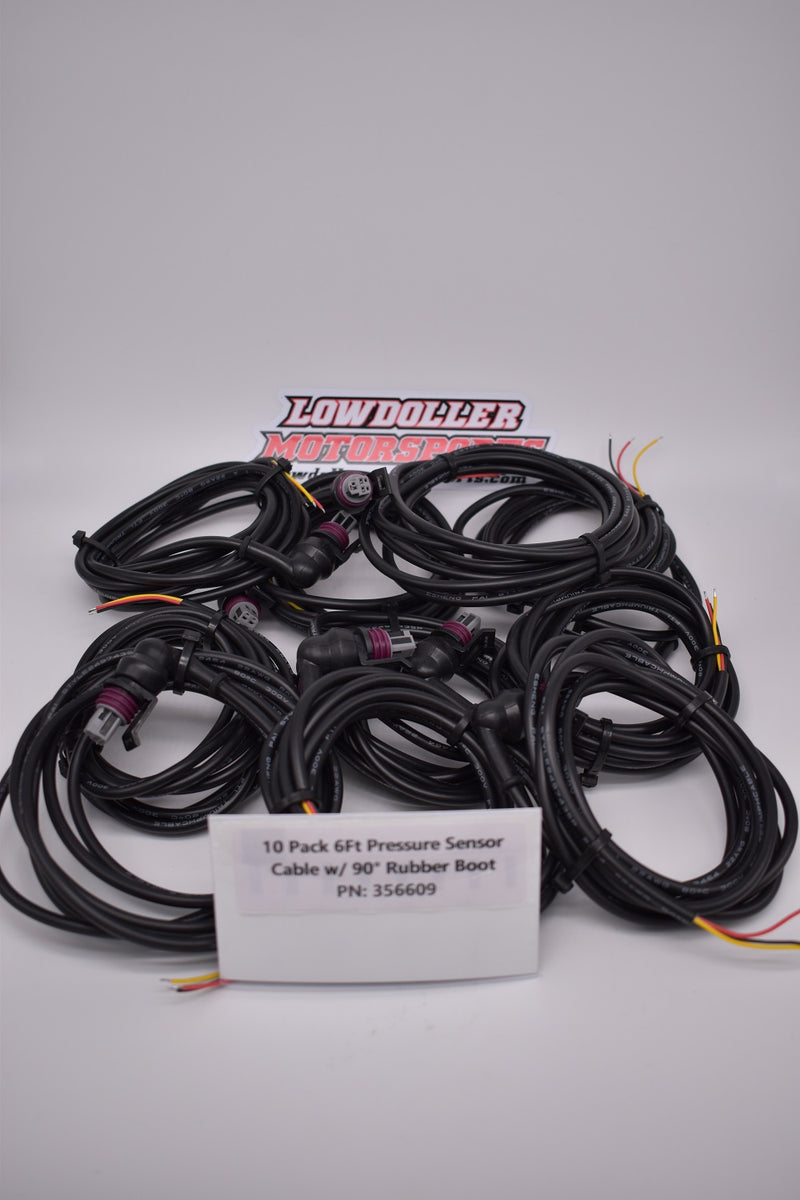 (10 pack) 6' Pre-Wired Cables with 90* Rubber Boot PN: 356609