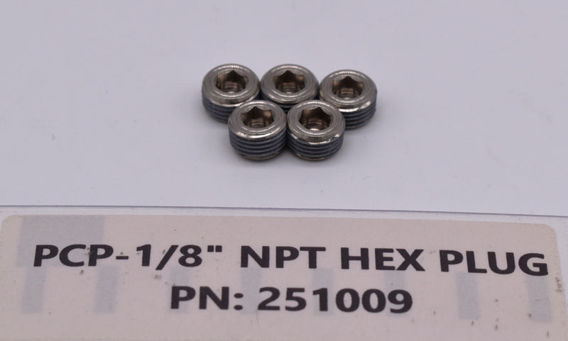 PCP -1/8" NPT Hex Plug (Pack of 5) PN:251009