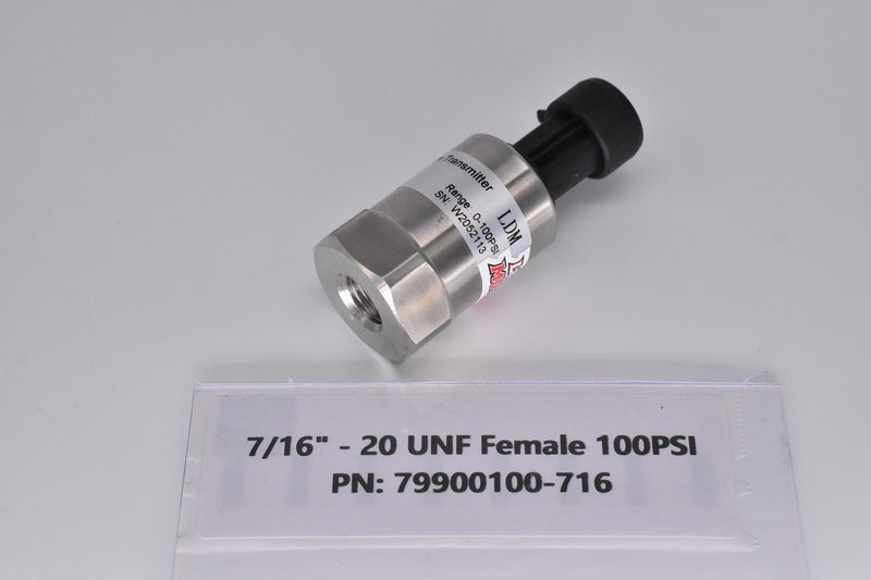 7/16”-20 UNF Female 100 PSI Pressure Sensor PN: 7990100-716