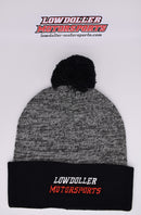 Grey/Black Lowdoller Motorsports Pom Pom Beanie